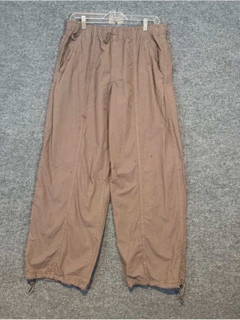 Zara Relaxed Fit Adjustable Hem Drawstring Pants in Tan size XS